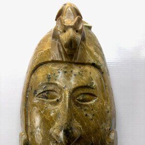 Hand-Carved Olmec Head Face Mask Marble (Big Sur Vulcan Jade?)